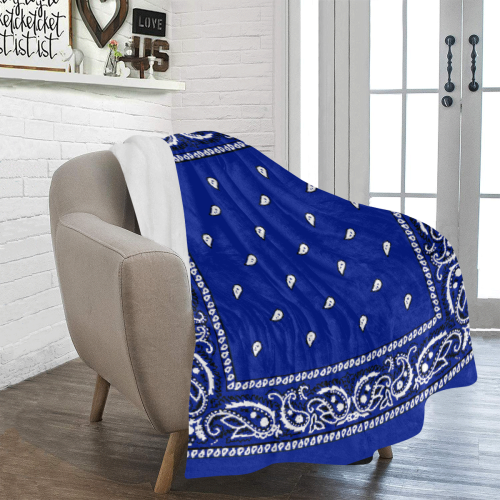 KERCHIEF PATTERN BLUE Ultra-Soft Micro Fleece Blanket 43''x56''