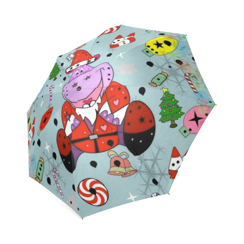 Christmas Hippo by Nico Bielow Foldable Umbrella (Model U01)