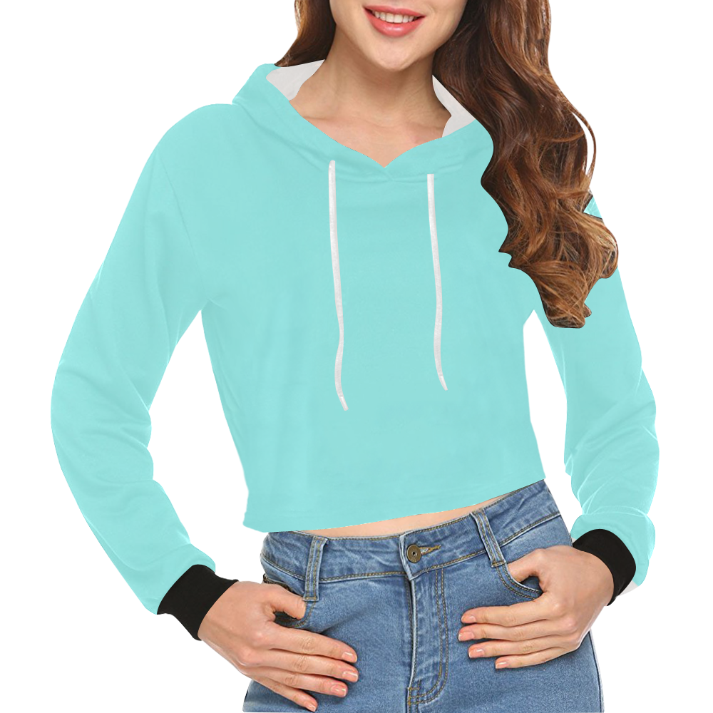 color ice blue All Over Print Crop Hoodie for Women (Model H22)