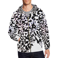 Twisted Contrast All Over Print Full Zip Hoodie for Men (Model H14)
