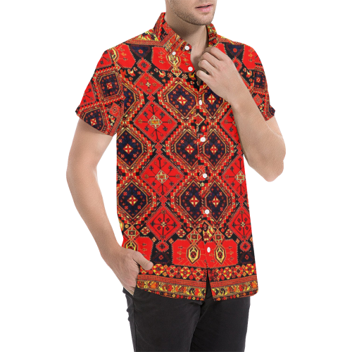 Azerbaijan Pattern 3 Men's All Over Print Short Sleeve Shirt (Model T53)