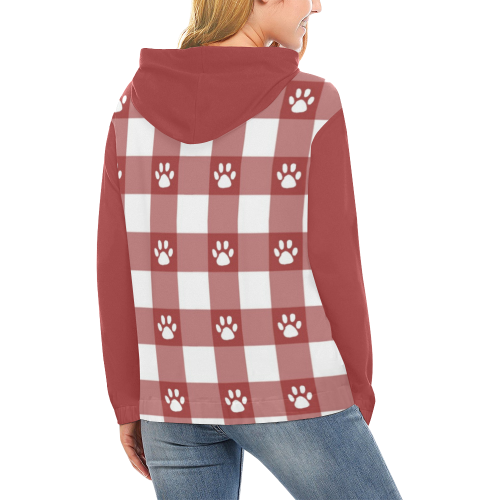 Plaid and paws All Over Print Hoodie for Women (USA Size) (Model H13)