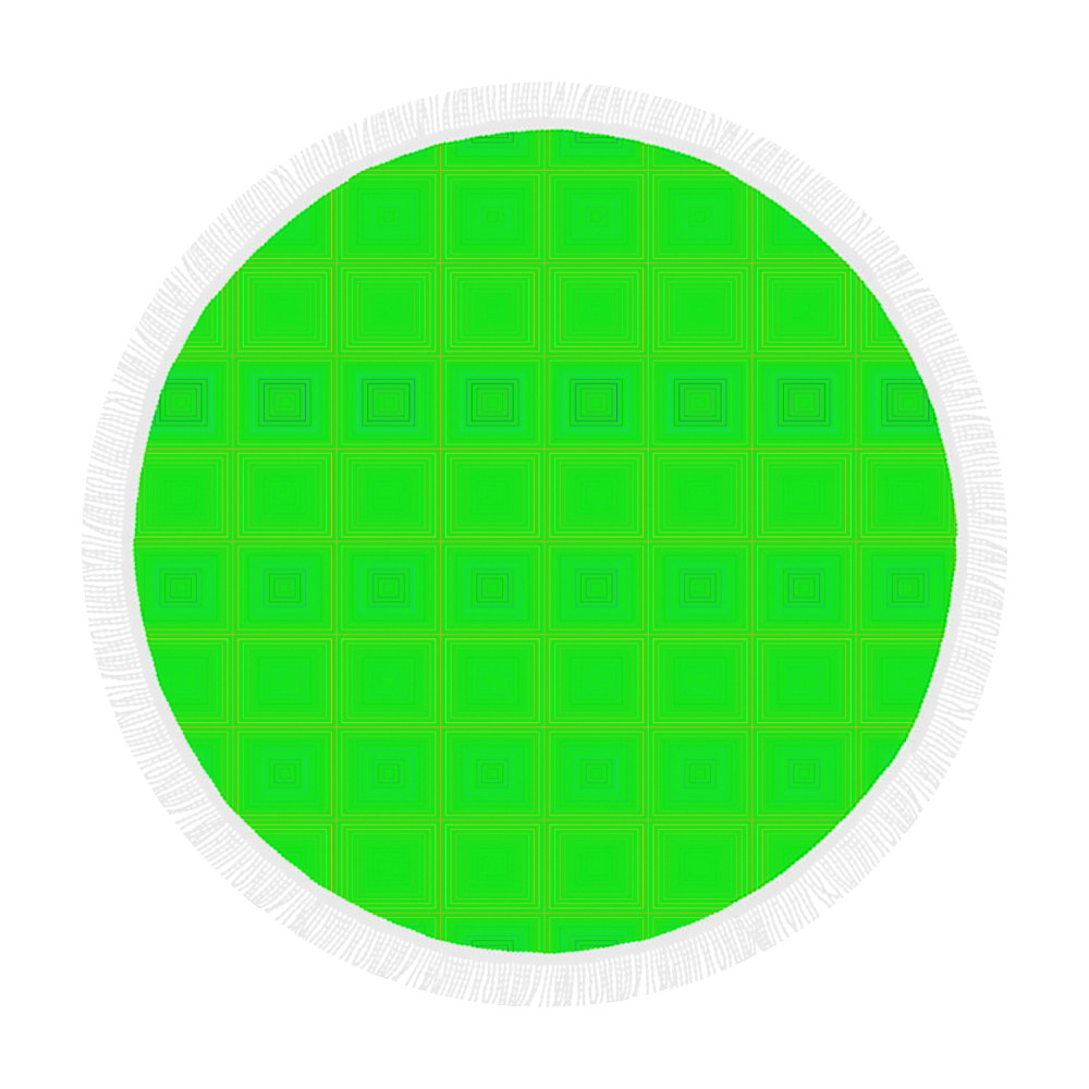 Green multicolored multiple squares Circular Beach Shawl 59"x 59"