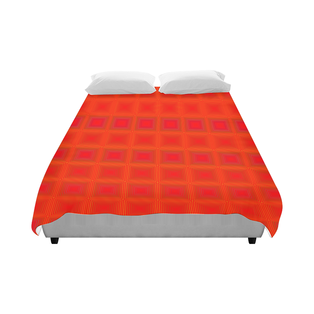 Red orange multicolored multiple squares Duvet Cover 86"x70" ( All-over-print)