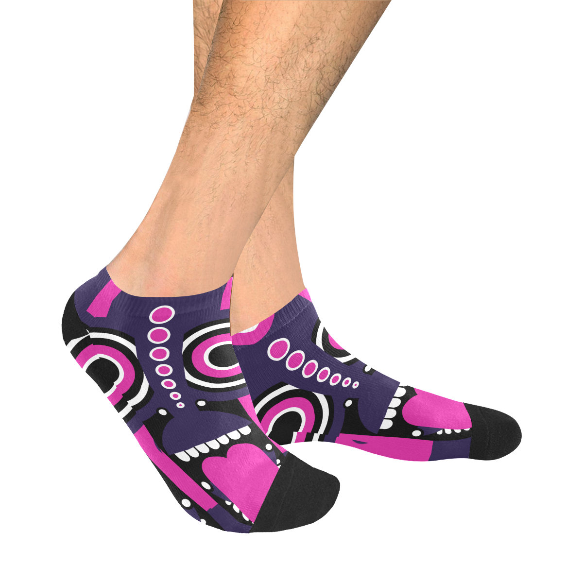 Pink Purple Tiki Tribal Men's Ankle Socks