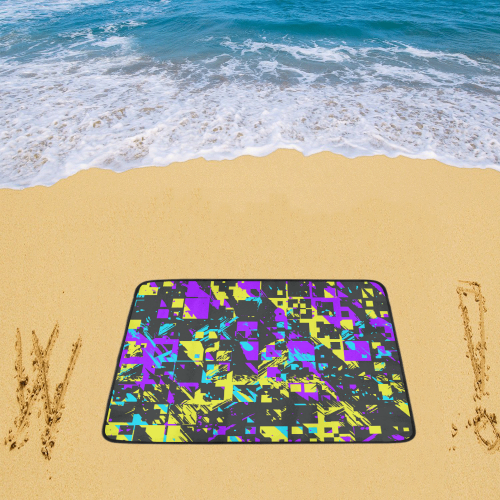 Purple yelllow squares Beach Mat 78"x 60"