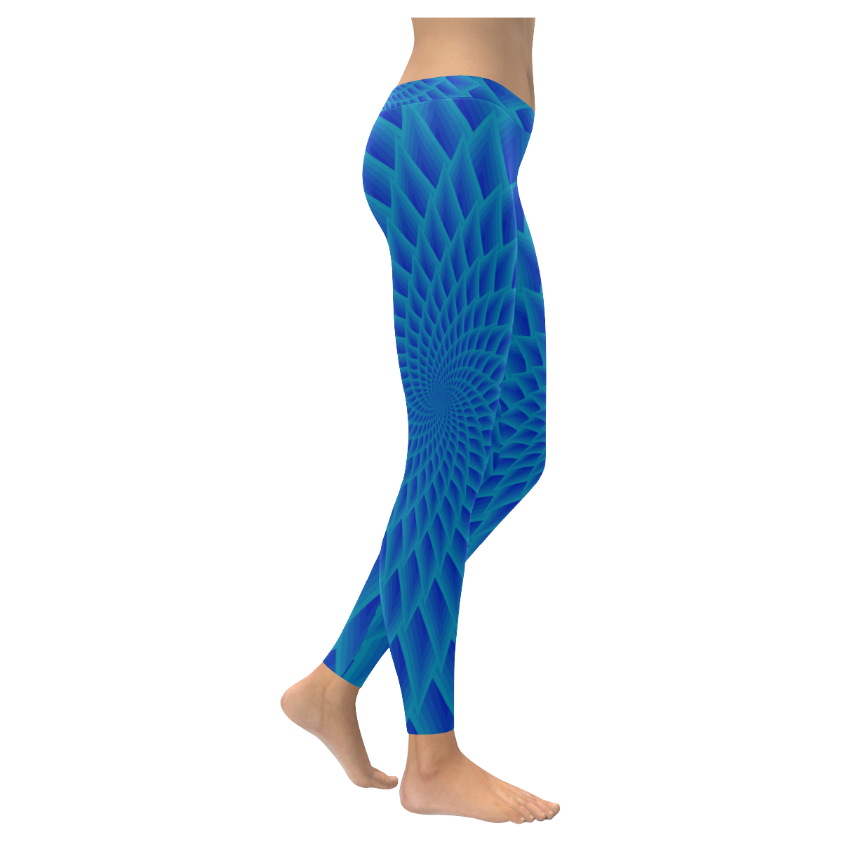Royal blue flower Women's Low Rise Leggings (Invisible Stitch) (Model L05)