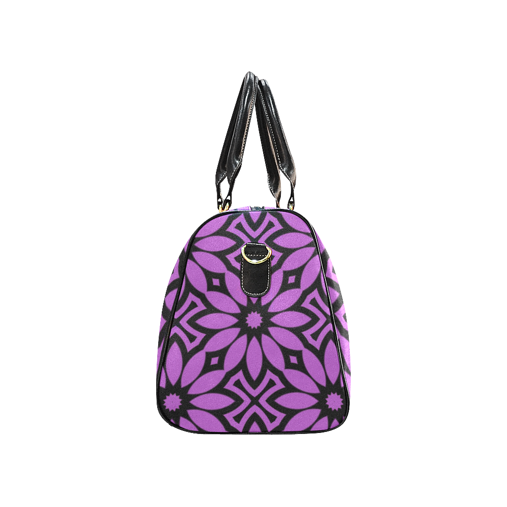 Purple/Black Flowery Pattern New Waterproof Travel Bag/Small (Model 1639)