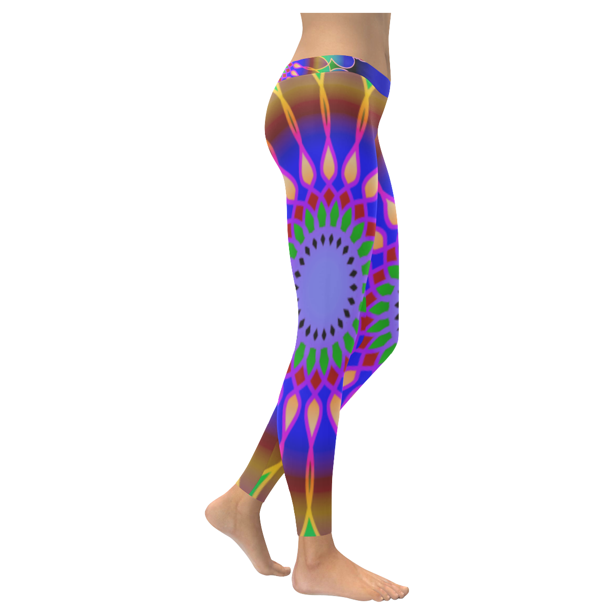 Colorflow mandala Women's Low Rise Leggings (Invisible Stitch) (Model L05)