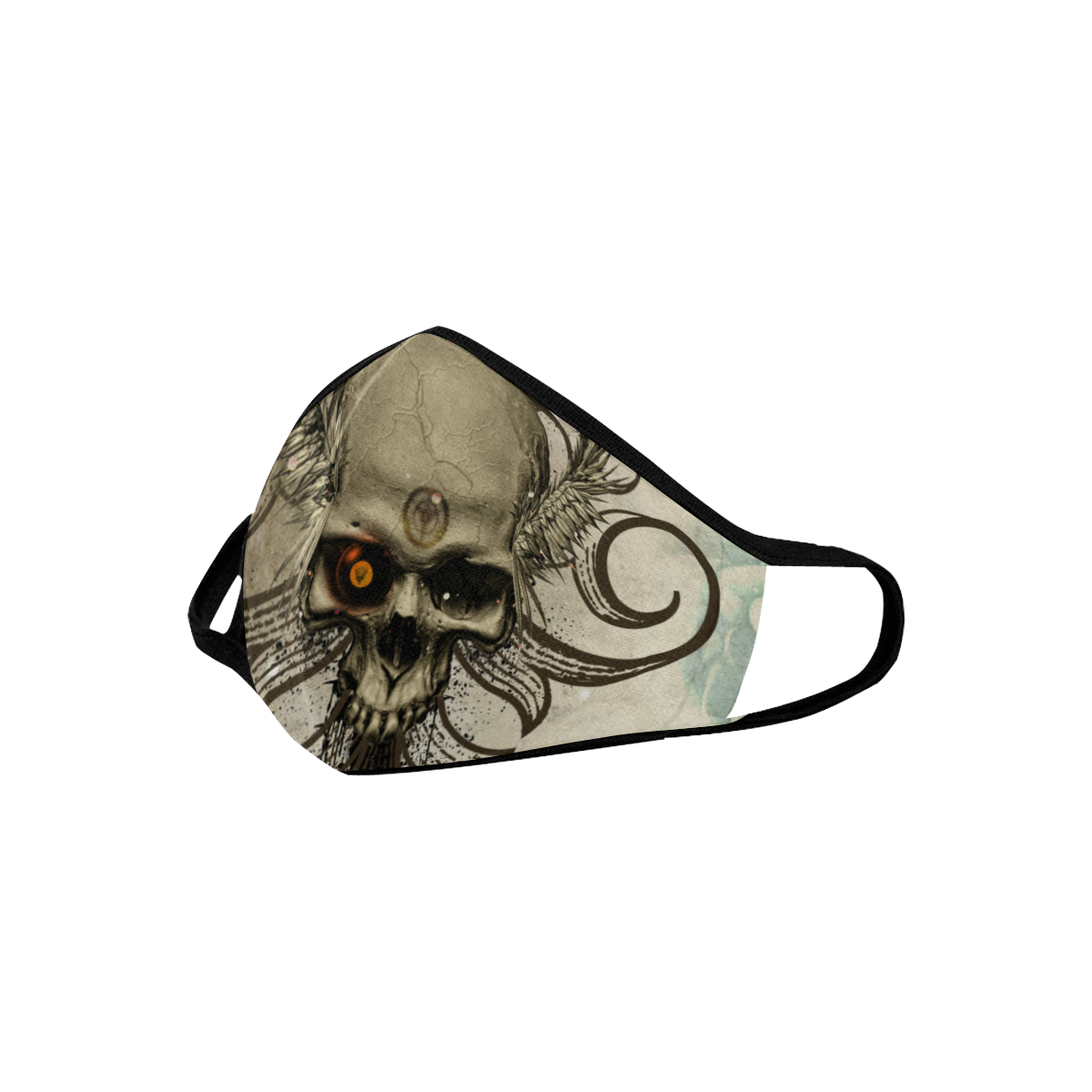 Creepy skull, vintage background Mouth Mask