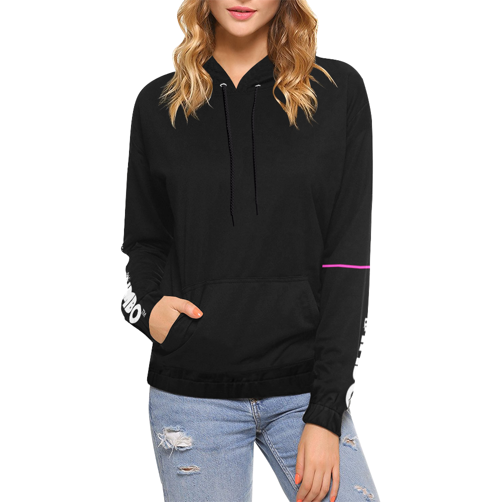 BGB LOGO PINK LINE SLEEVE All Over Print Hoodie for Women (USA Size) (Model H13)