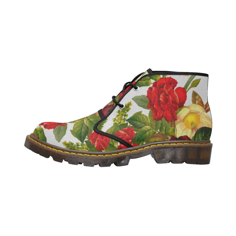 FLORAL DESIGN 24 Women's Canvas Mid-Top Boots (Model 2402-1)