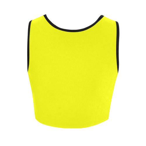 Bright Neon Yellow / Black Women's Crop Top (Model T42)
