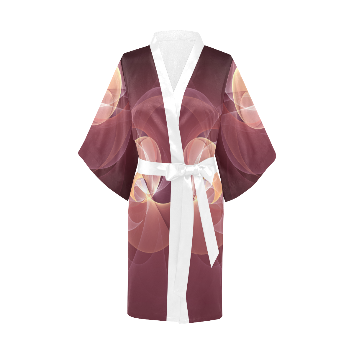 Movement Abstract Modern Wine Red Pink Fractal Art Kimono Robe