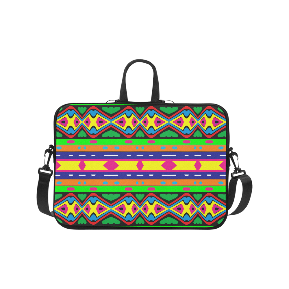 Distorted colorful shapes and stripes Laptop Handbags 17"