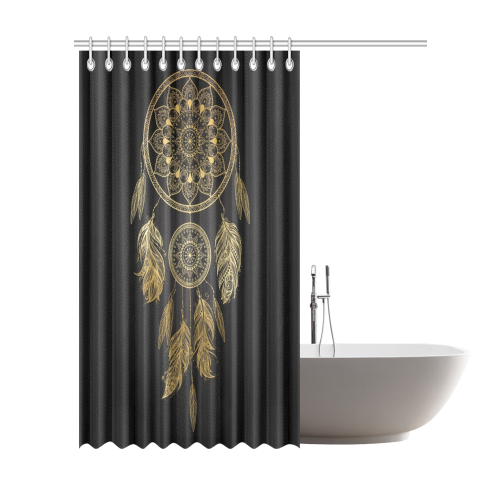 Golden Dreamcatcher Shower Curtain 72"x84"
