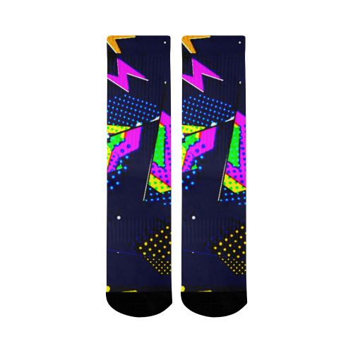 coo lzig zags background designs mid calf socks Mid-Calf Socks (Black Sole)