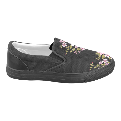Pure Nature - Summer Of Pink Roses 1 Women's Unusual Slip-on Canvas Shoes (Model 019)