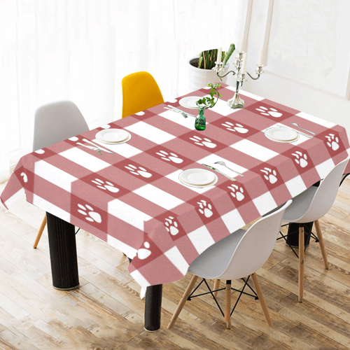 Plaid and paws Cotton Linen Tablecloth 60"x120"