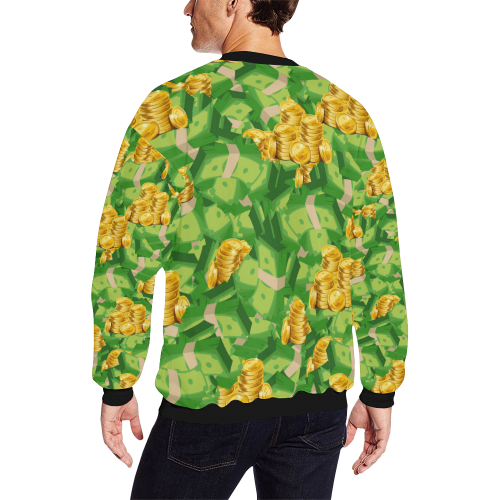 Money Money Money All Over Print Crewneck Sweatshirt for Men (Model H18)