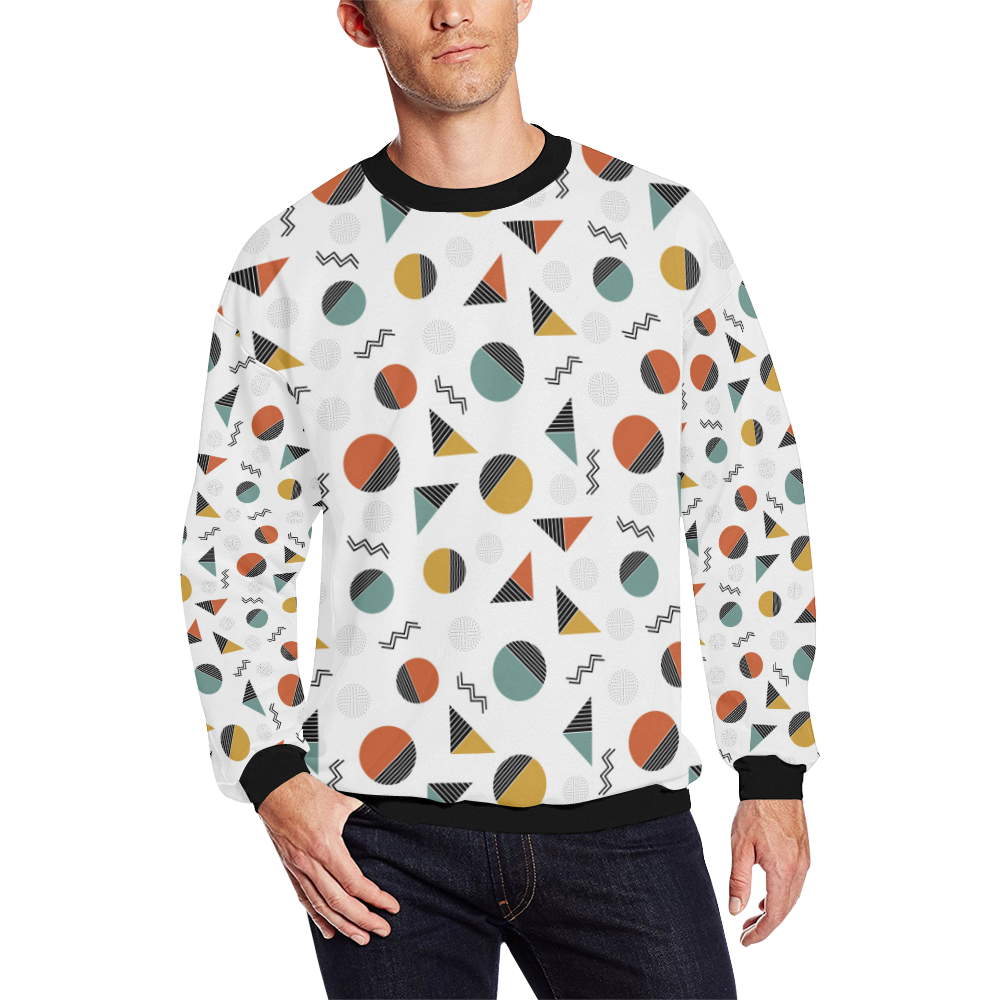 Geo Cutting Shapes All Over Print Crewneck Sweatshirt for Men (Model H18)