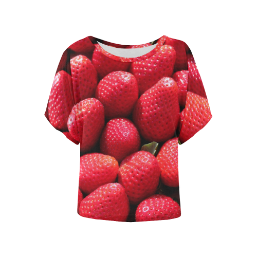 STRAWBERRIES Women's Batwing-Sleeved Blouse T shirt (Model T44)