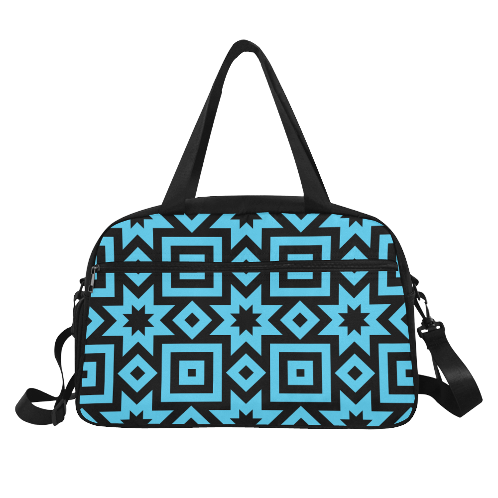 Blue/Black Geometric Pattern Fitness Handbag (Model 1671)