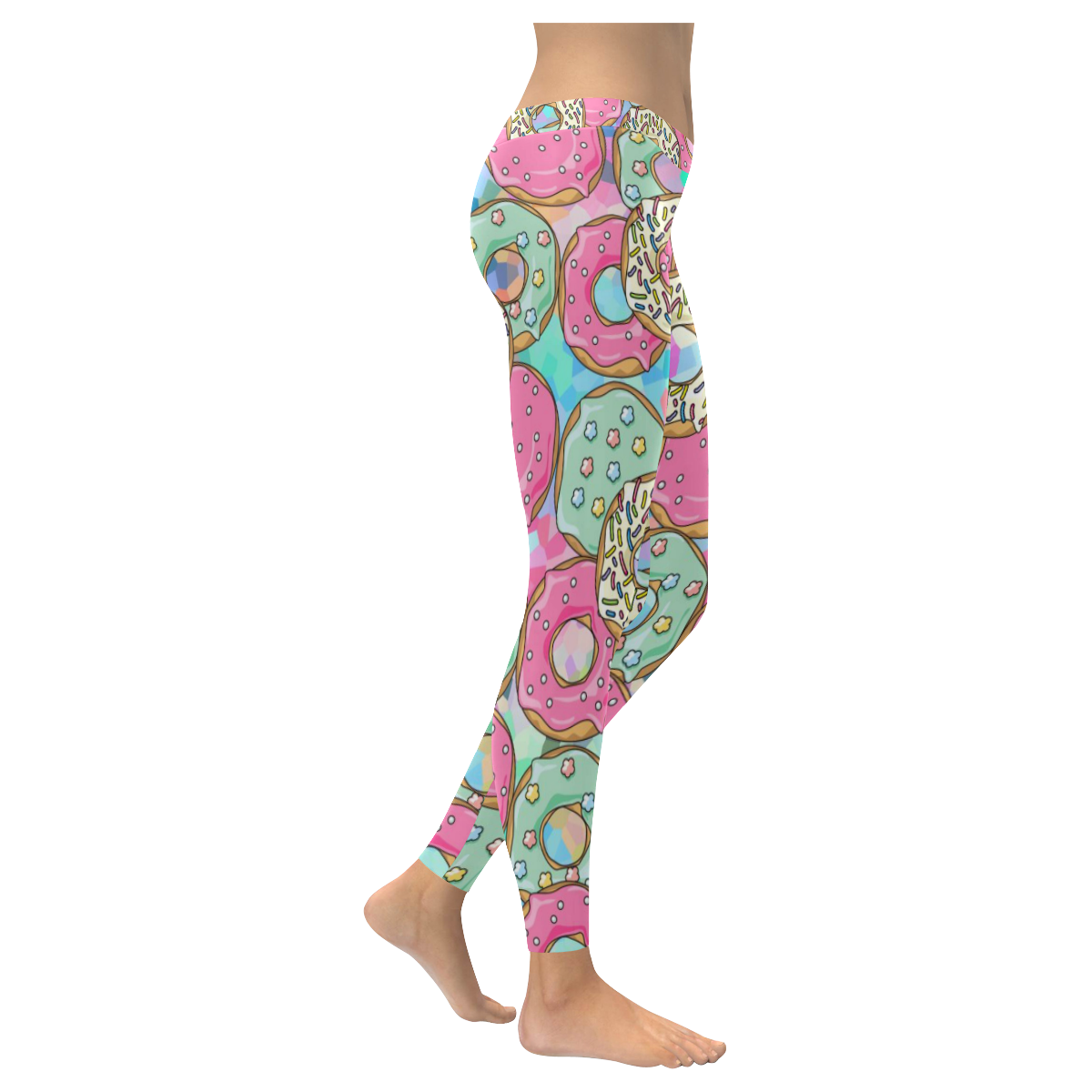 Doughnut (Donut) Pattern Women's Low Rise Leggings (Invisible Stitch) (Model L05)