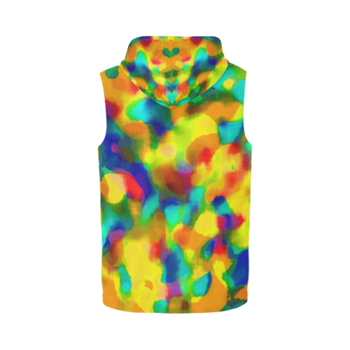 Colorful watercolors texture All Over Print Sleeveless Zip Up Hoodie for Men (Model H16)