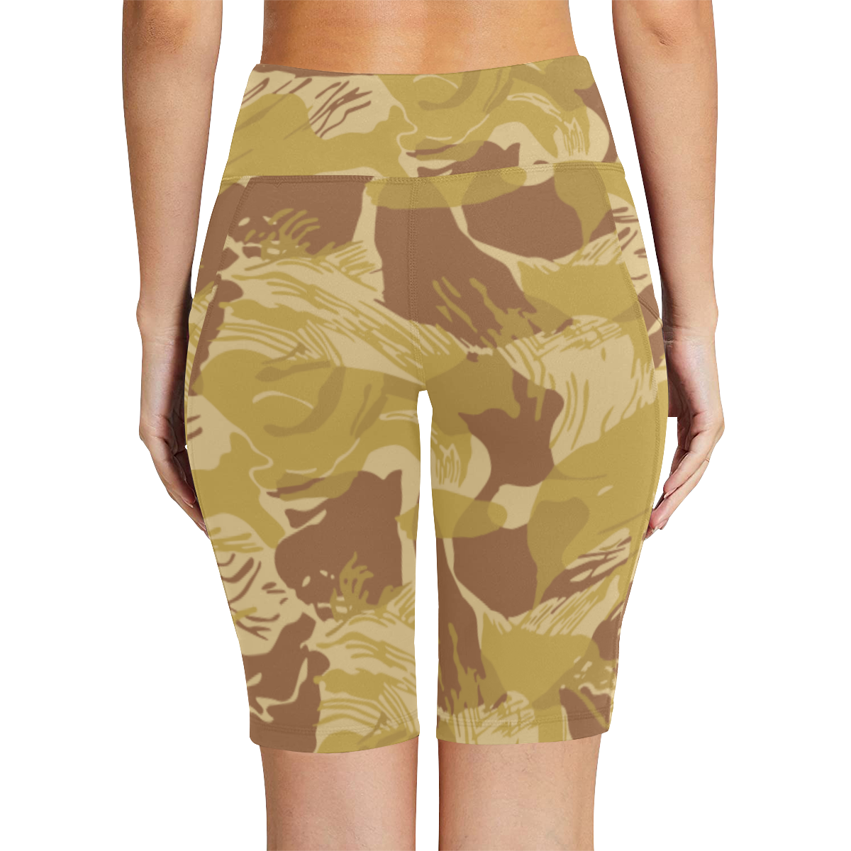 Rhodesian Brushstrokes Arid Camouflage Women's Workout Half Tights (Model L42)