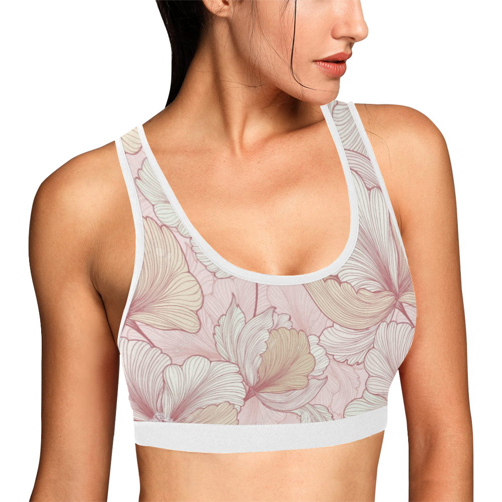 Floral Pink Women's All Over Print Sports Bra (Model T52)