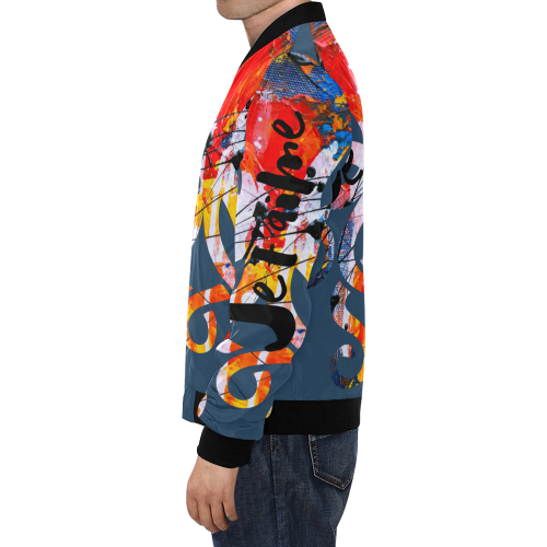 Je t`aime - Love trapped - steel blue All Over Print Bomber Jacket for Men (Model H19)