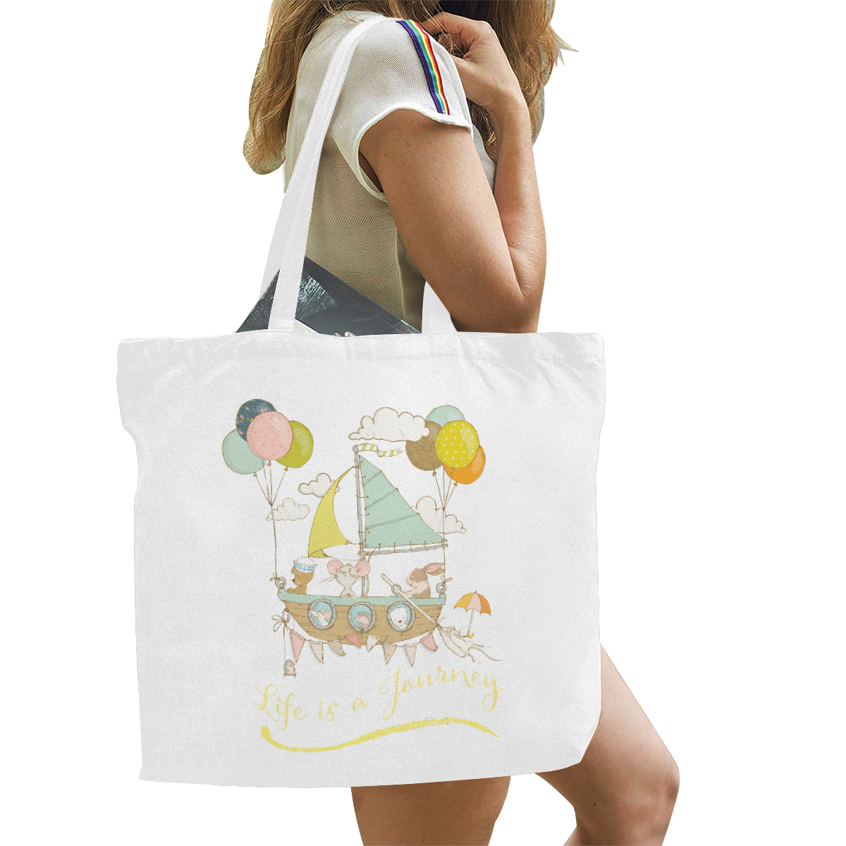 Life is a journey Canvas Tote Bag/Large (Model 1702)