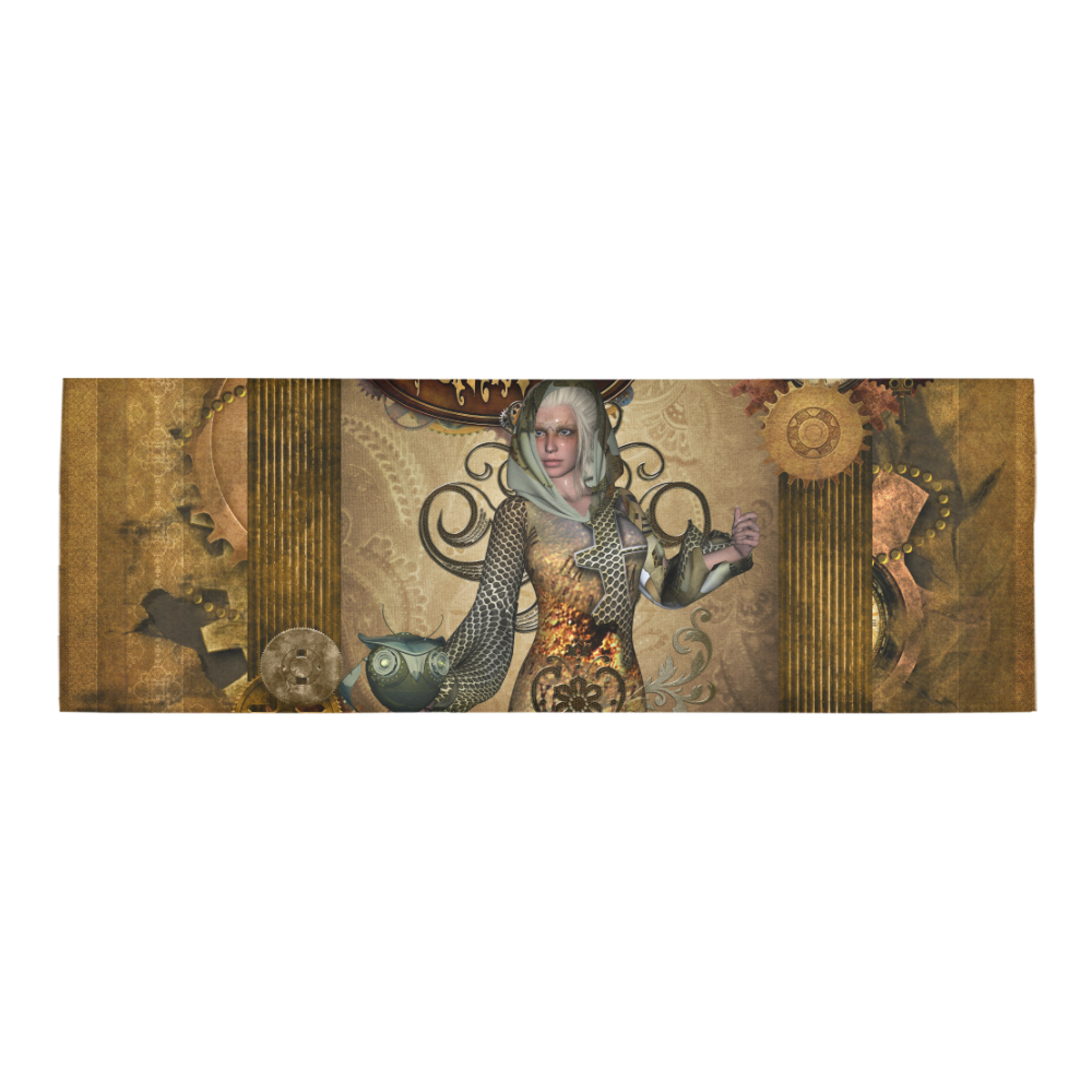 Steampunk lady with owl Area Rug 9'6''x3'3''