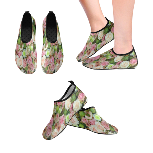 Pastel Pink Roses Women's Slip-On Water Shoes (Model 056)