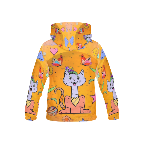 Cat Popart Fun by Nico Bielow All Over Print Hoodie for Kid (USA Size) (Model H13)