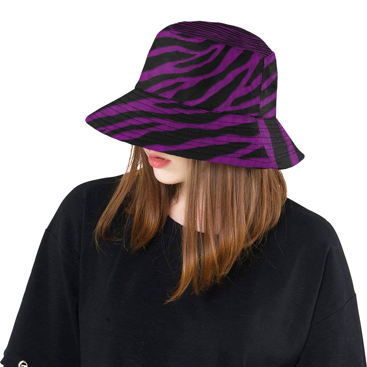 Ripped SpaceTime Stripes - Purple All Over Print Bucket Hat