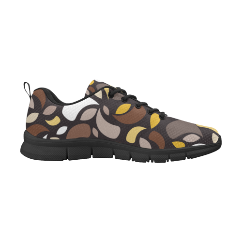 Brown Leaves And Geometric Shapes Women's Breathable Running Shoes/Large (Model 055)