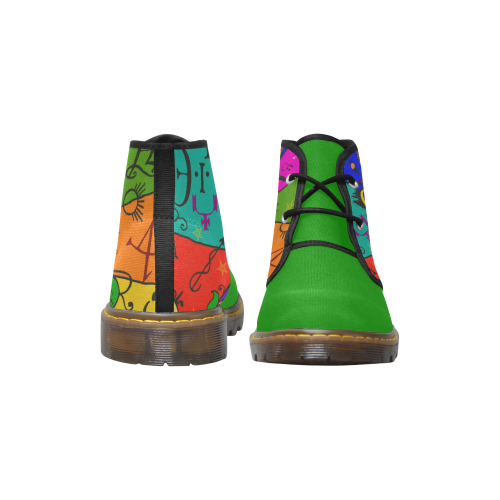 Awesome Baphomet Popart Women's Canvas Chukka Boots/Large Size (Model 2402-1)