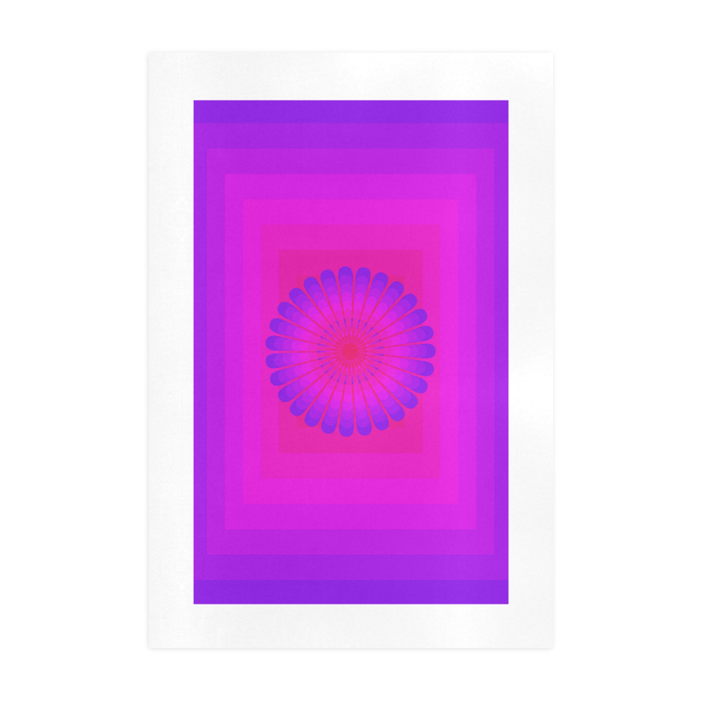 Violet flower on violet pink multiple squares Art Print 19‘’x28‘’
