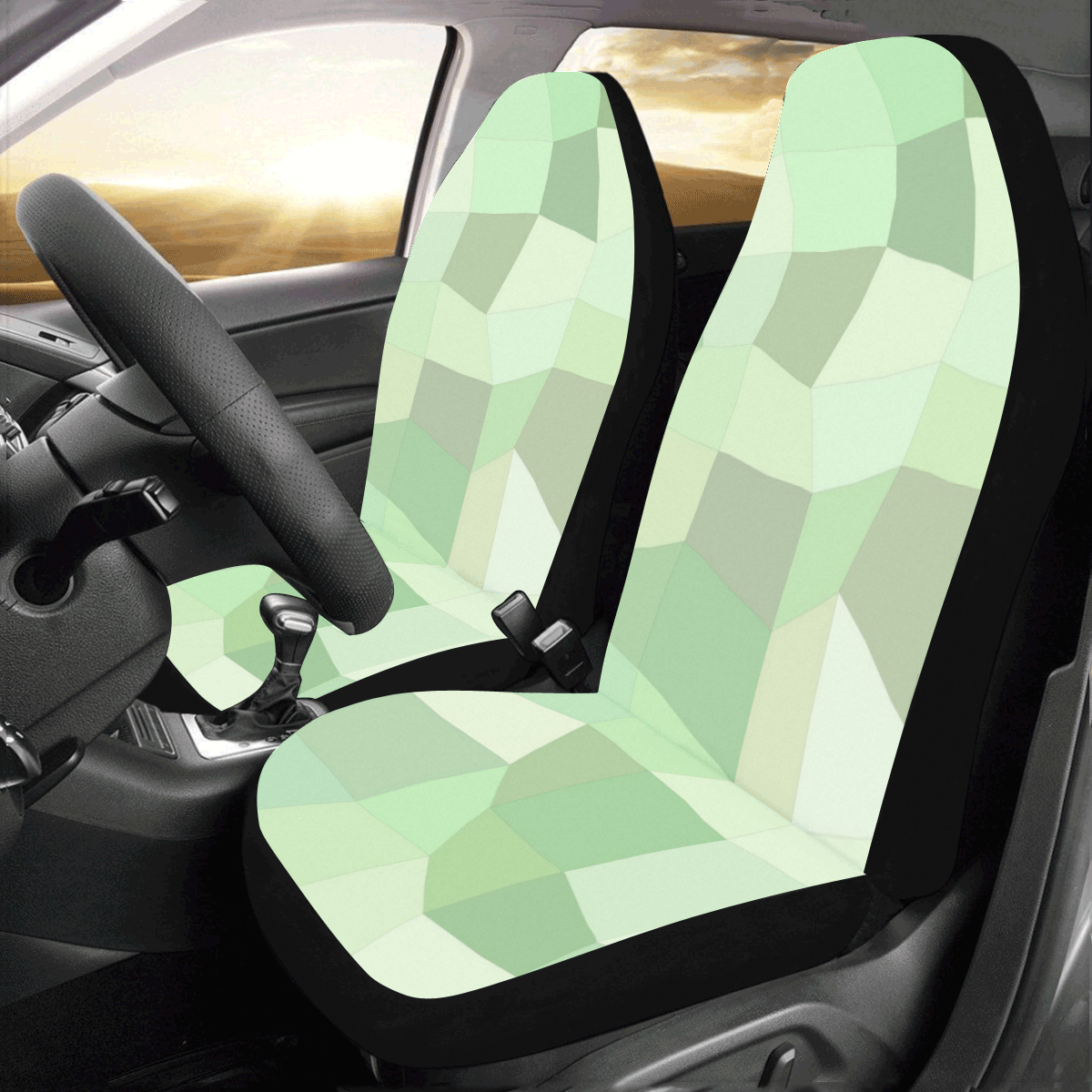 Pastel Greens Mosaic Car Seat Covers (Set of 2)