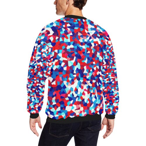 geometric pattern Men's Oversized Fleece Crew Sweatshirt/Large Size(Model H18)