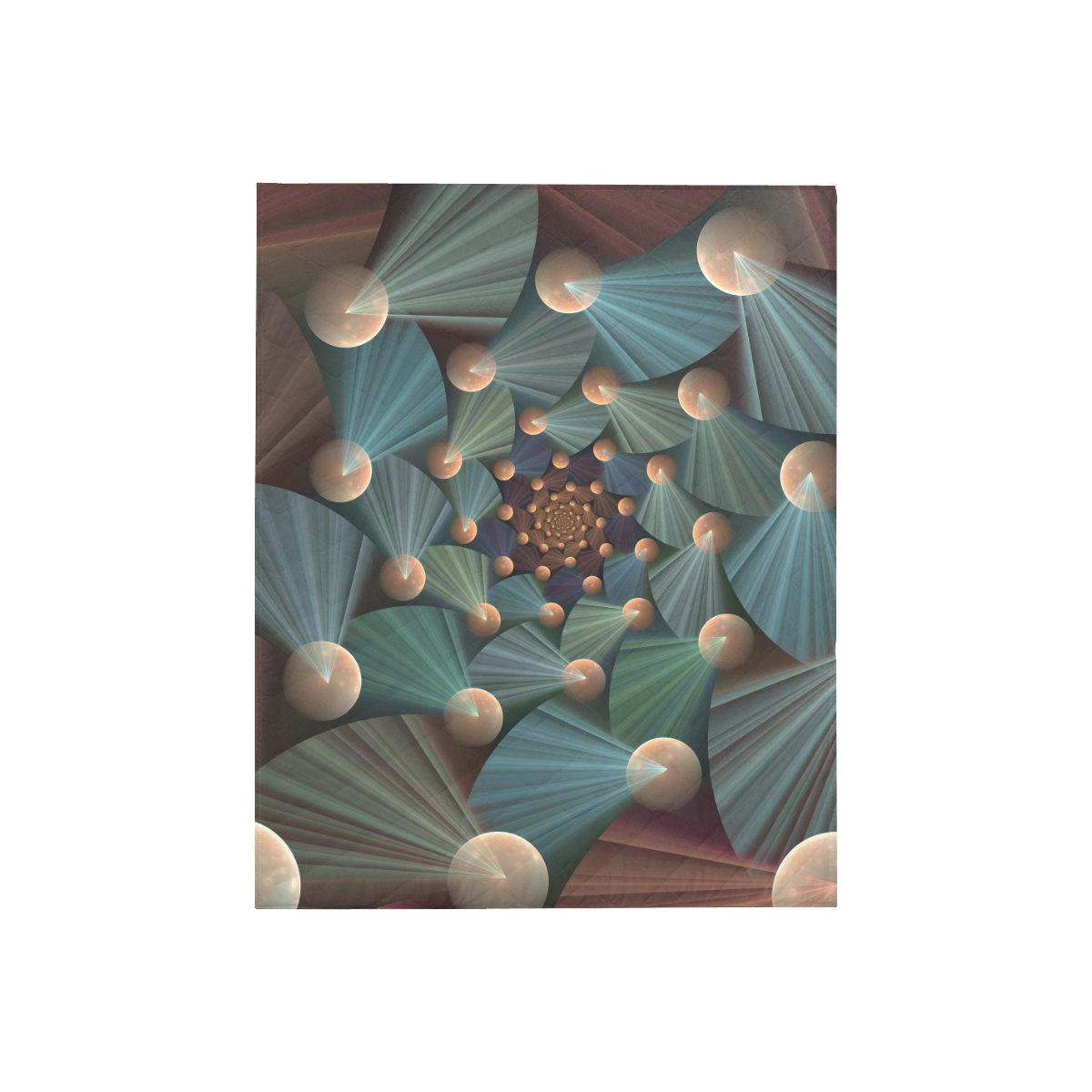 Modern Abstract Fractal Art With Depth Brown Slate Turquoise Quilt 40"x50"