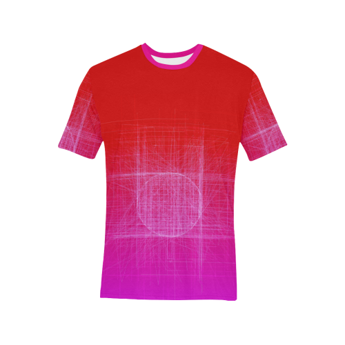Hot Mess, Red, Hot Pink and Purple Retro Glitch Men's All Over Print T-Shirt (Solid Color Neck) (Model T63)