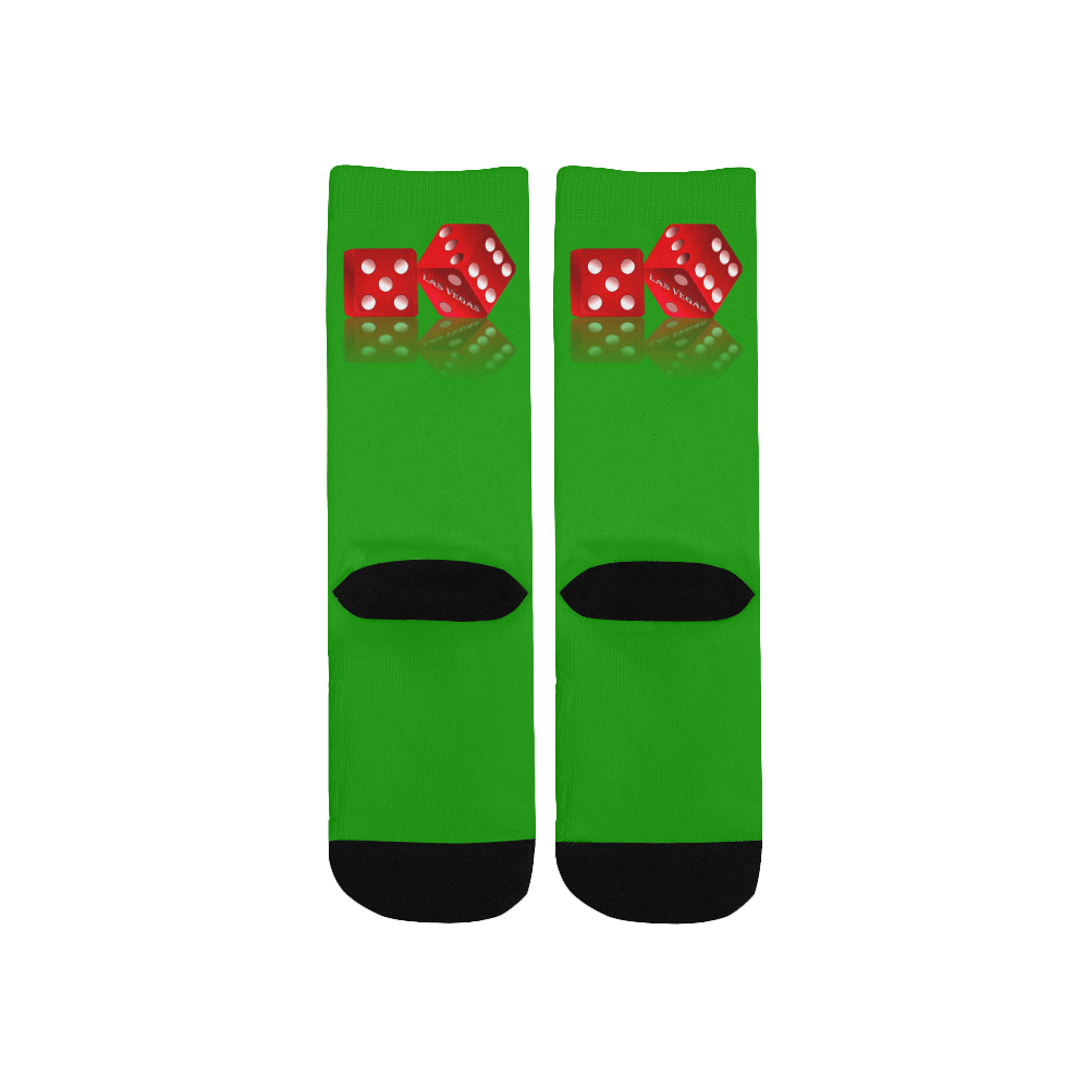 Las Vegas Craps Dice Green Custom Socks for Kids