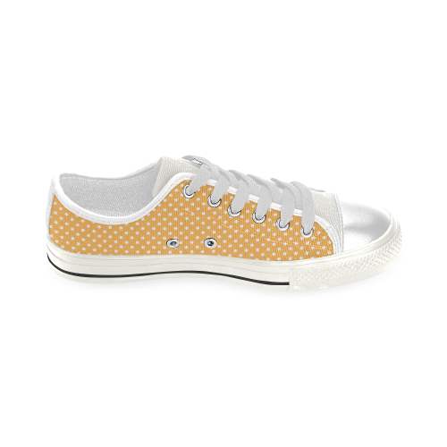 Yellow orange polka dots Low Top Canvas Shoes for Kid (Model 018)