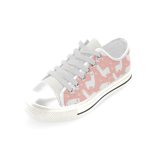 Pink Llama Pattern Low Top Canvas Shoes for Kid (Model 018)
