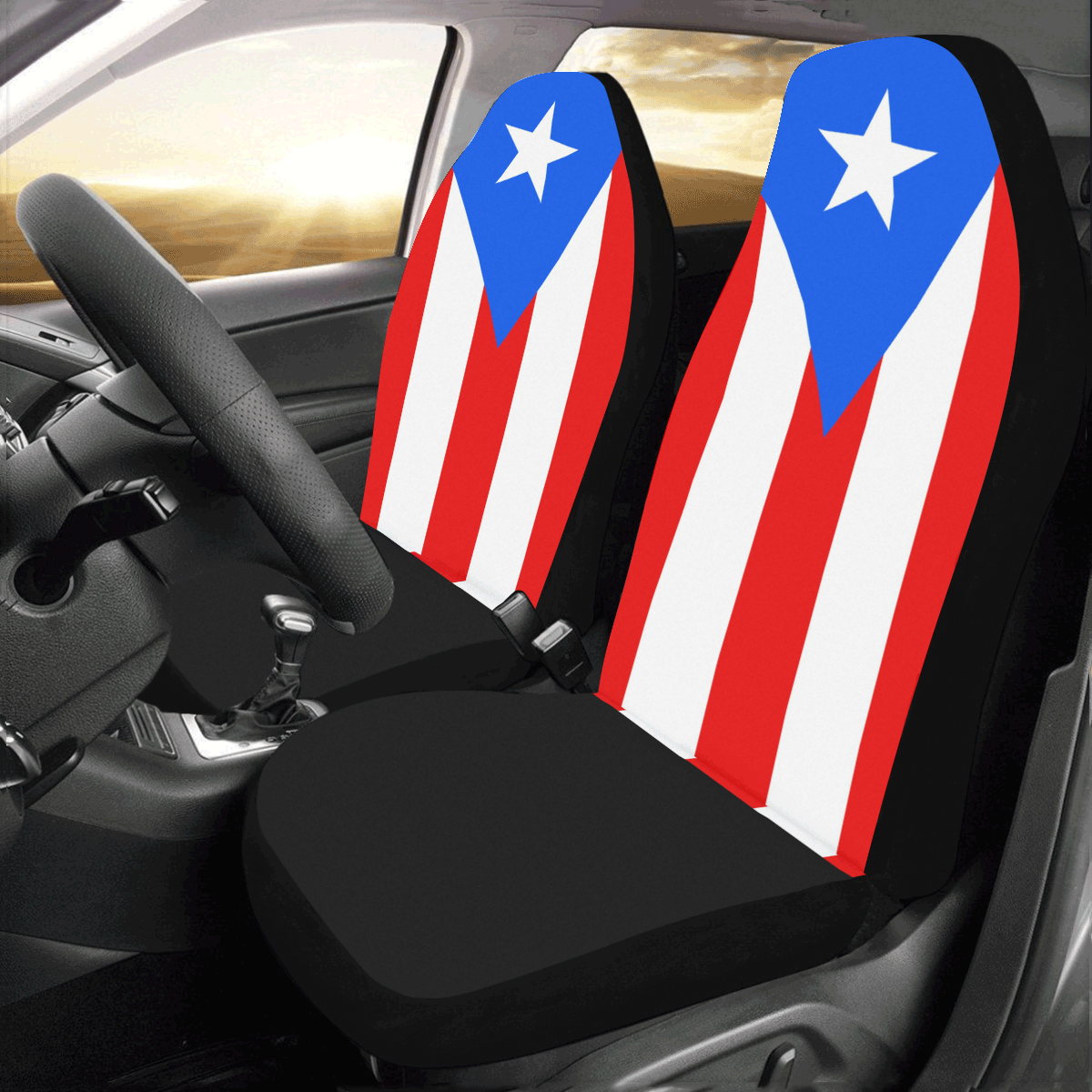 Puerto Rico Flag Car Seat Covers (Set of 2)