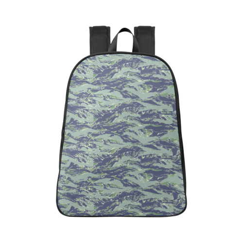Jungle Tiger Stripe Green Camouflage Fabric School Backpack (Model 1682) (Large)
