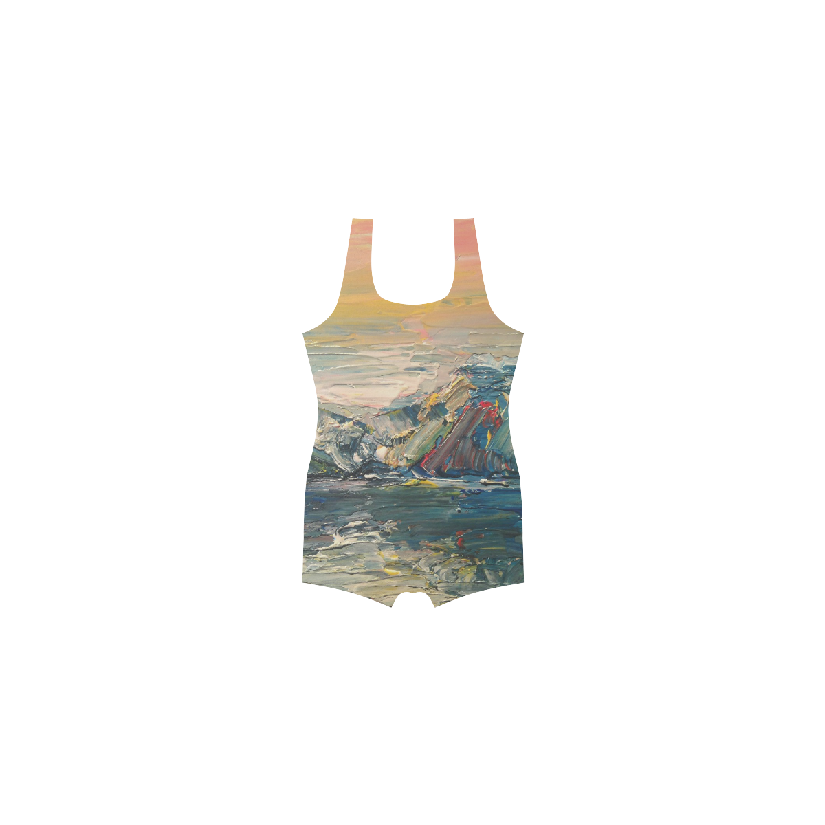 Mountains painting Classic One Piece Swimwear (Model S03)